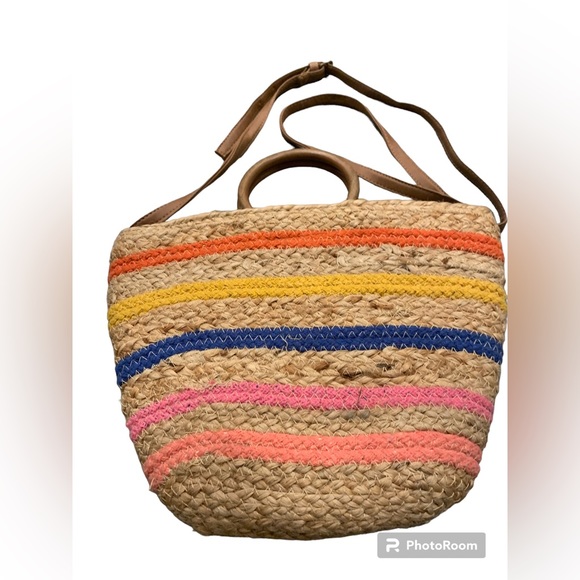 Sonoma Jute Striped Handbag/Crossbody, Multi Color - Picture 3 of 11